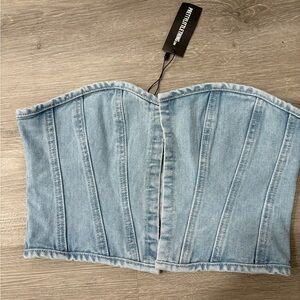 PrettyLittleThing Light Blue Denim Corset